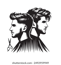 Men silhouette hair cut vector iamge