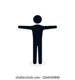 Men silhouette with hands up on white background. Black people silhouette Vector illustration.