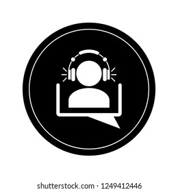 Men silhouette with headphones on a chat bubble. Vector illustration design