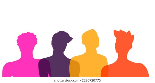 Men silhouettes profile in colorful colors