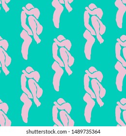Men silhouettes seamless vector pattern. Green and pink colors.