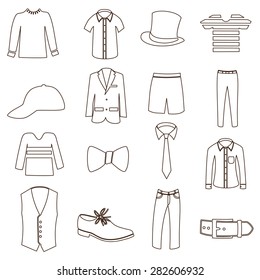 men simple outline clothing icon set eps10