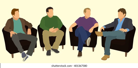 Men Sitting in Arm Chairs In A Meeting