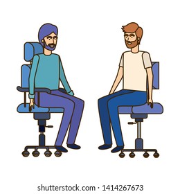 men with sitting in office chair avatar character