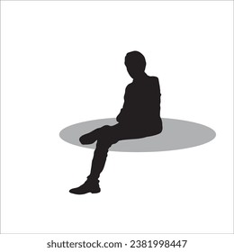 Men sitting silhouette stock vector