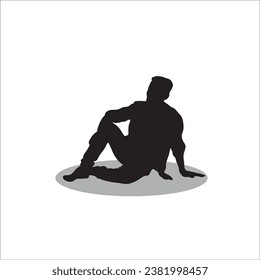 Men sitting silhouette stock vector