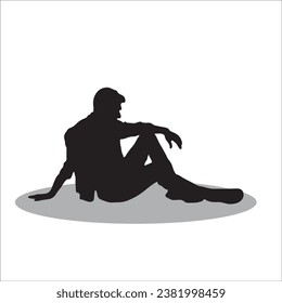 Men sitting silhouette stock vector