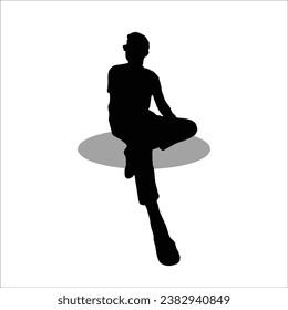 Men sitting silhouette stock vector