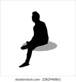 Men sitting silhouette stock vector