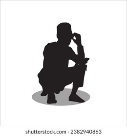 Men sitting silhouette stock vector