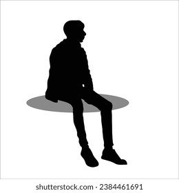 Vector de material de silueta sentado para hombres