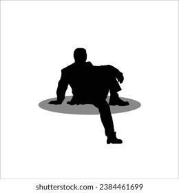 Men sitting silhouette stock vector