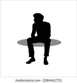 Men sitting silhouette stock vector