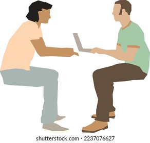 Men Sitting Working 1 illustration vector