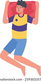 Men Sleeping Pose Character with Cartoon Design and Shape. Flat Vector Illustration.