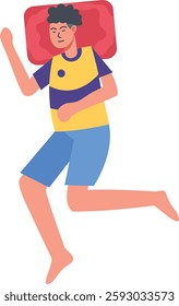 Men Sleeping Pose Character with Cartoon Design and Shape. Flat Vector Illustration.