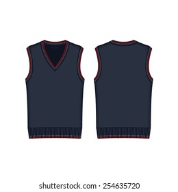 Men Sleeveless Sweater Vest Vector Template