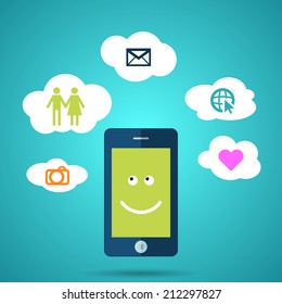 Men smart phone concept.