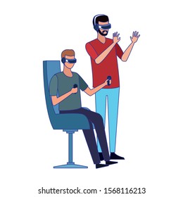 Men with smartglasses design, Augmented reality virtual technology device and modern theme Vector illustration
