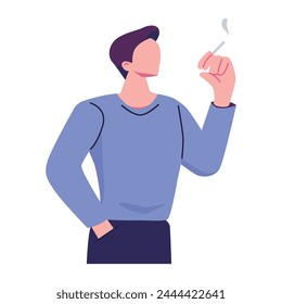 Männer Rauchen Pose Flache Stil Illustration Vektorgrafik Design
