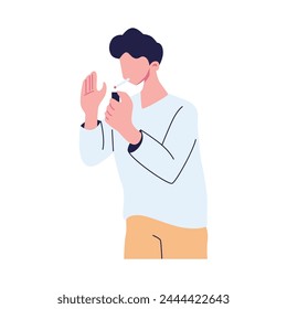 men smoking pose flat style illustration vector design