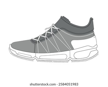 Men sneakers mockup template vector design technical illustration.