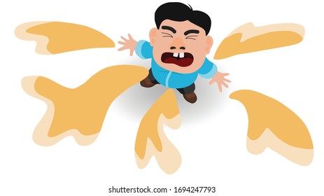 The men sneezed out violently until a large spit bursting out of the mouth. Does not prevent the spread of infection.