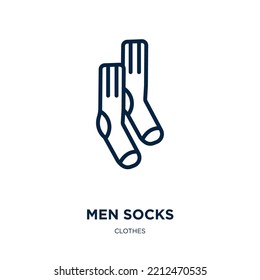 icono de los hombres calcetines de la colección de ropa. Calcetines lineales delgados, sombrero, icono del contorno de los calcetines aislados en fondo blanco. Señal de los calcetines de los vectores de línea, símbolo para web y móvil