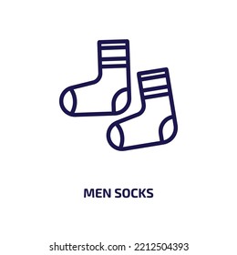 icono de los hombres calcetines de la colección de ropa. Calcetines lineales delgados, ropa, ícono de contorno de moda aislado en fondo blanco. Señal de los calcetines de los vectores de línea, símbolo para web y móvil