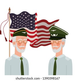 men soldiers of war with flag of united states background