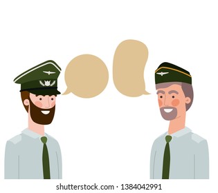 men soldiers of war with speech bubble