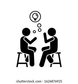 Men speaking about new idea icon. Simple pictogram of human with idea icons for ui and ux, website or mobile application