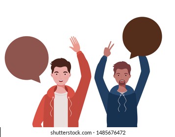 men with speech bubble avatar character