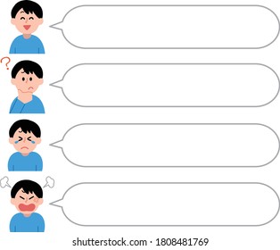 Men and speech bubble bubble illustration set