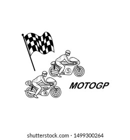 Men and sport motorcycle. Illustration line design.  Vector illustration can be used for topics like motor race even, club motorcycle