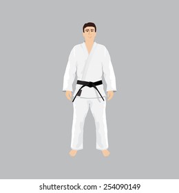 Men in sport wear judo and jiu-jitsu. gi, black belt, martial arts.