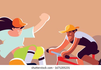 men in sports activities, cards vector illustration design