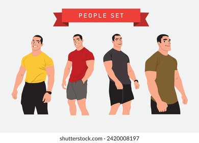 Men in sportswear. Vector illustration of men in sportswear.