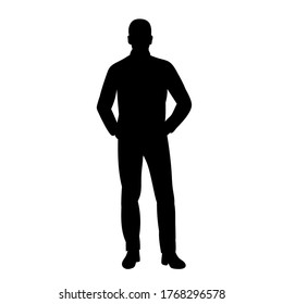  men stand, silhouette on a white background