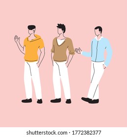 men standing in different poses, diversity of people vector illustration design
