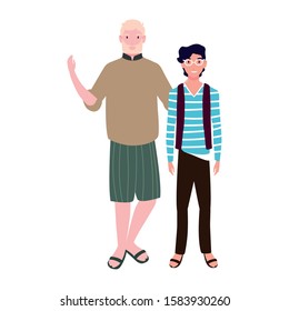 men standing with different poses on white background vector illustration design