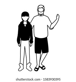 men standing faceless with different poses on white background vector illustration design