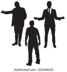 men standing silhouette set vector design