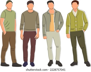 men standing sketch ,contour isolated vector