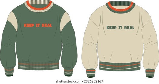 men street style sweatshirt template 
contrast rib detail