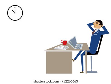Men stretching at the office.Business scene.
