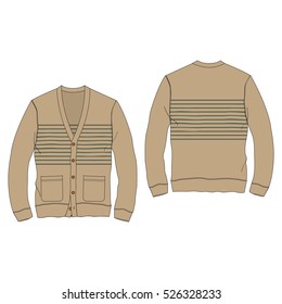 Men Striped Cardigan Template