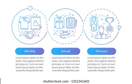 Men style consulatant services vector infographic template. Gentlemen club. Shopping discounts. Tariff plans. Data visualization with three steps and options. Process timeline chart. Workflow layout
