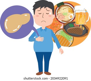 Men Suffering From Overeating And Fatty Liver