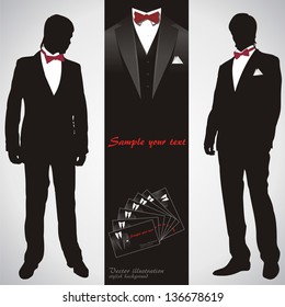 Men in suits. Stylish background. Vector illustration.